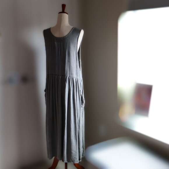 Vintage Limited Express Drop Waist Cottage Dress Lagenlook Gray NEEDS REPAIR - Picture 3 of 10